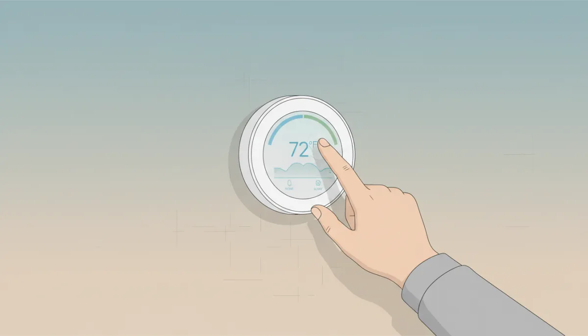Homeowner adjusting a programmable thermostat for better AC performance