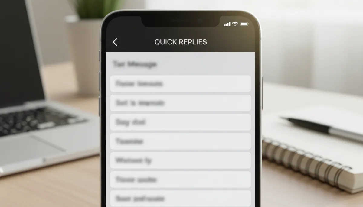 Smartphone screen displaying pre-written professional message templates ready to send