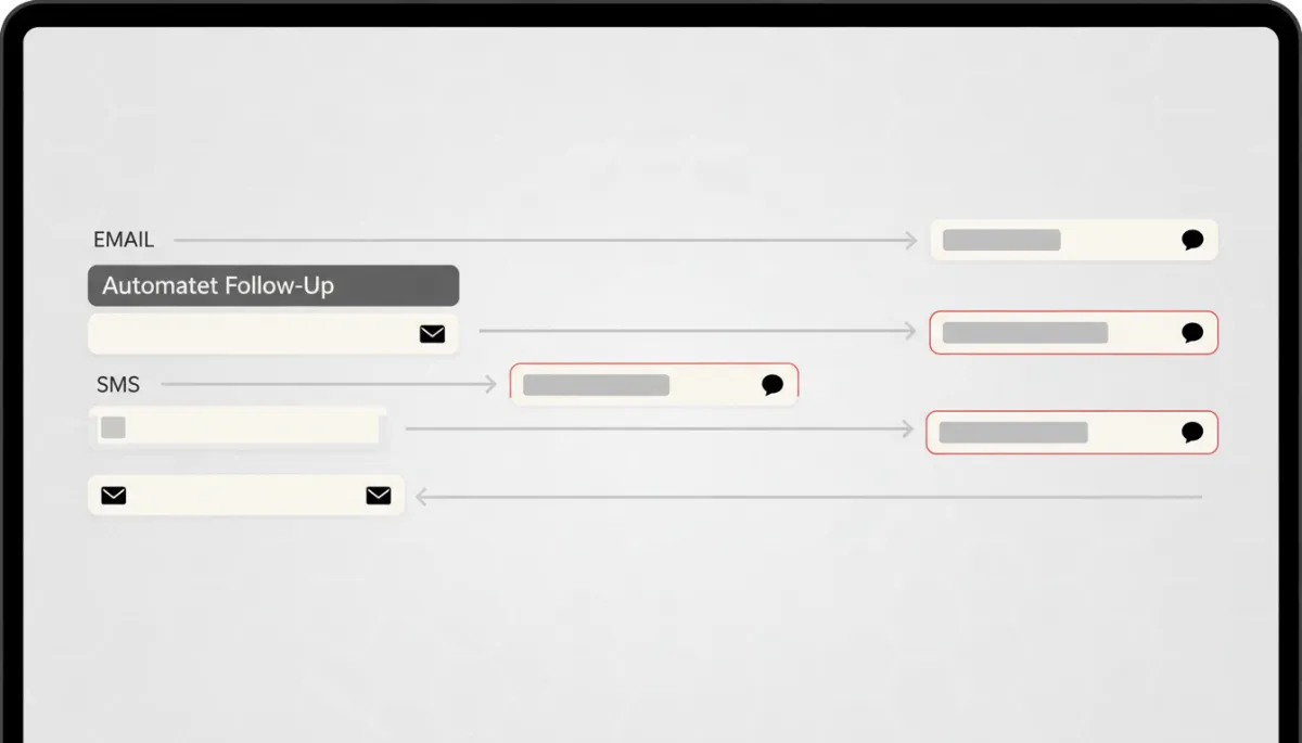 Automated follow-up sequence for lead recovery displayed on a laptop in a professional setting