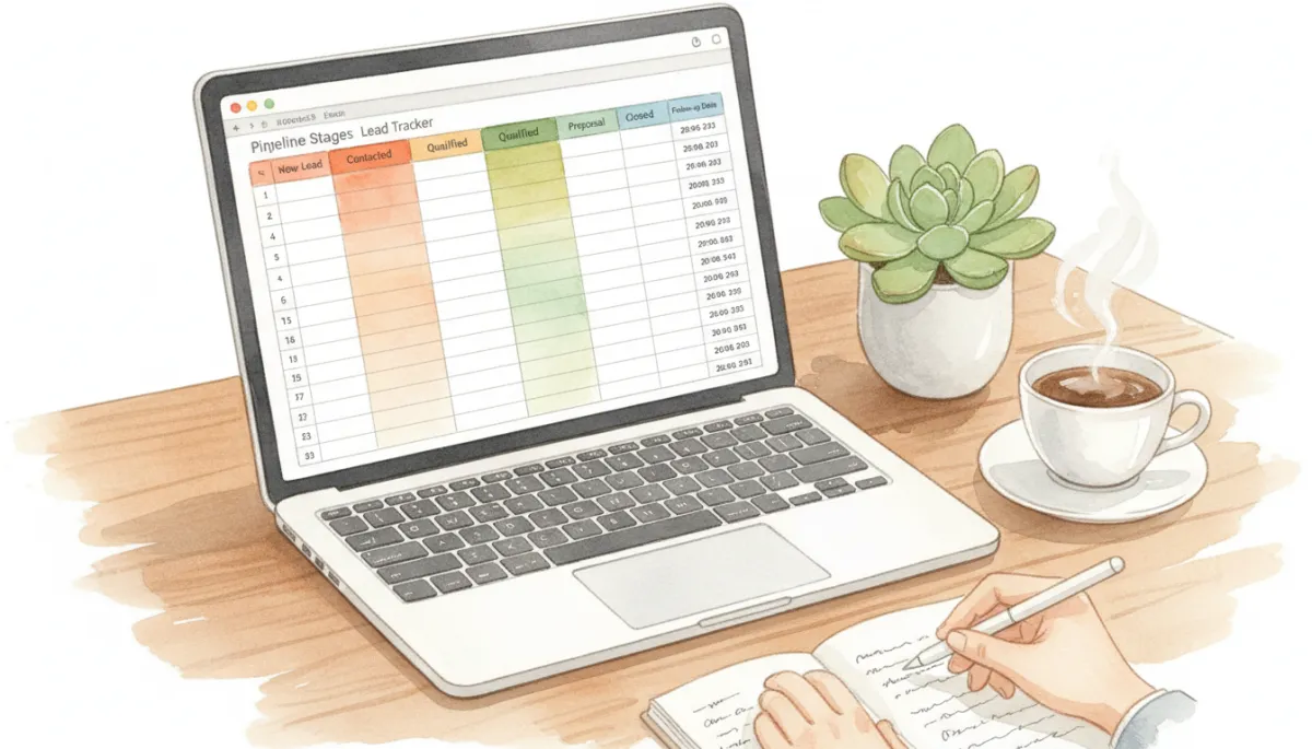 Color-coded Google Sheets lead tracker with follow-up dates highlighted