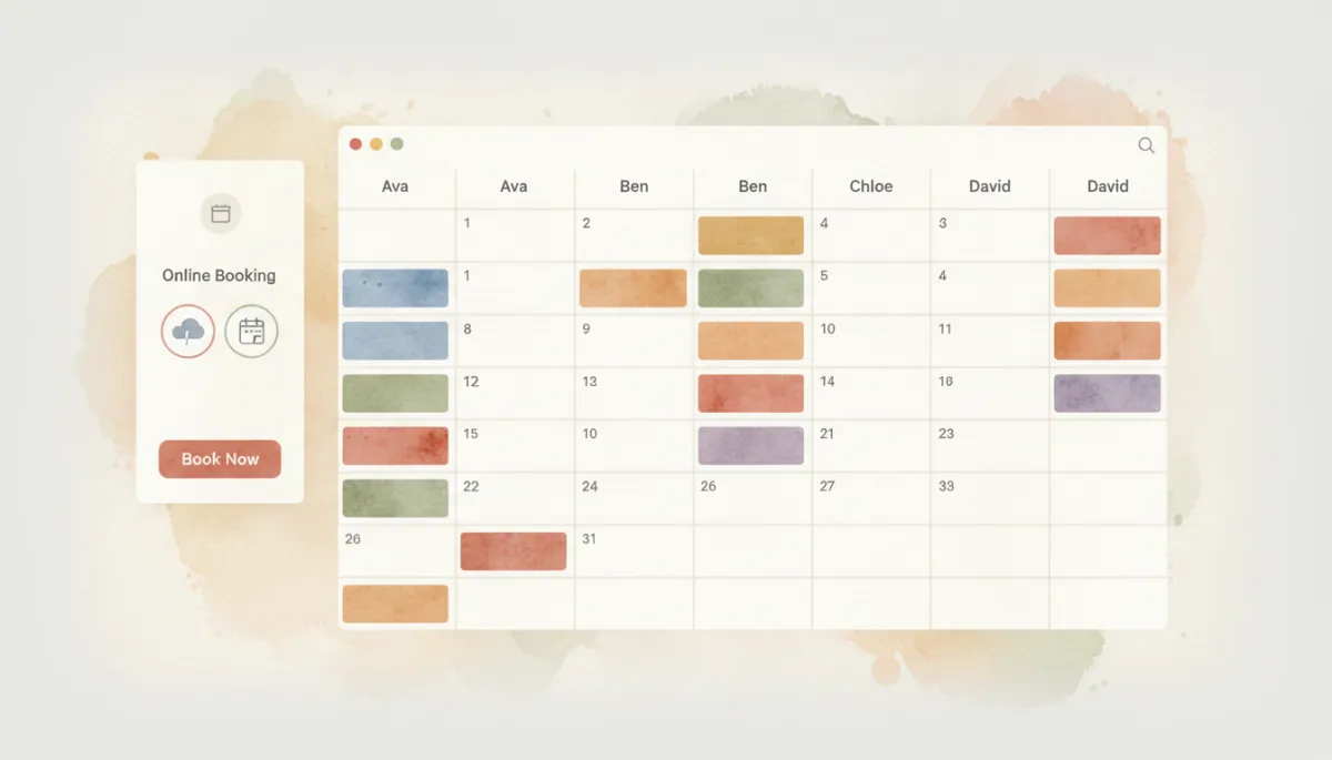 Centralized appointment calendar with team schedules and online booking controls