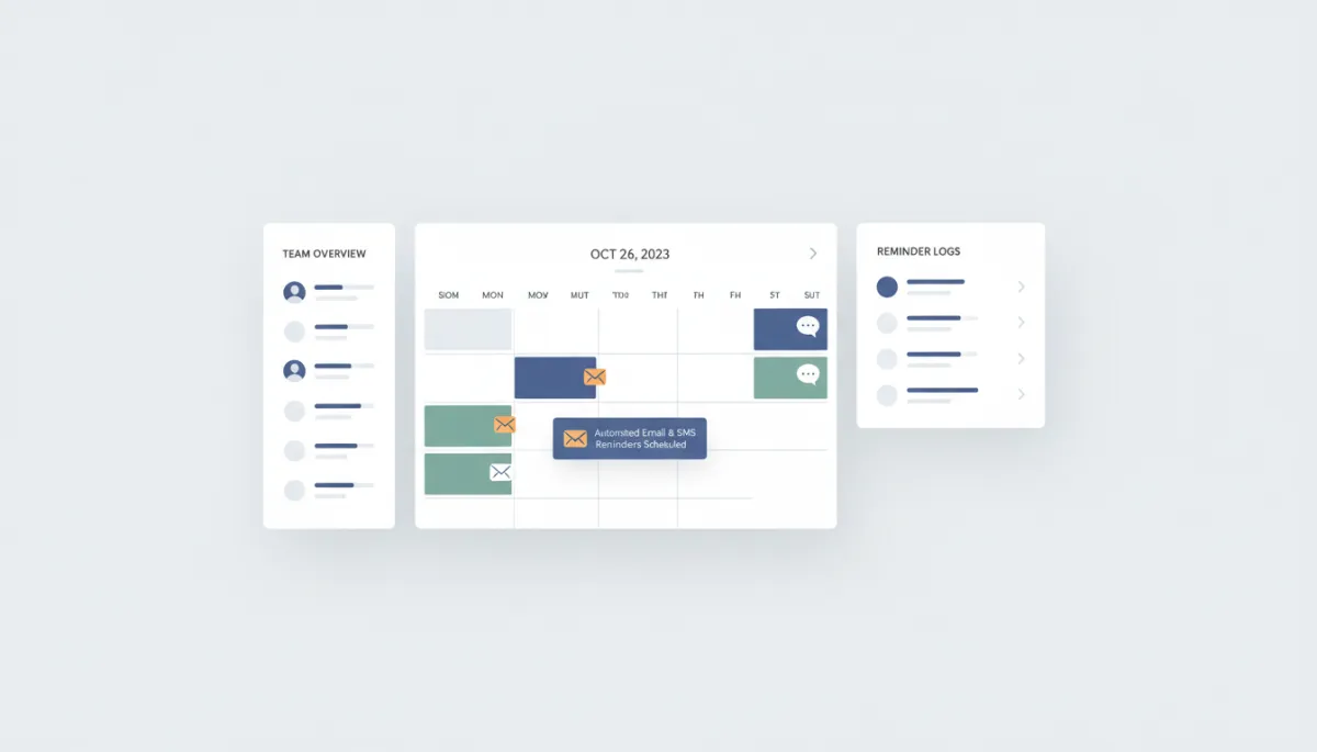 Dashboard showing upcoming appointments with automated reminders scheduled