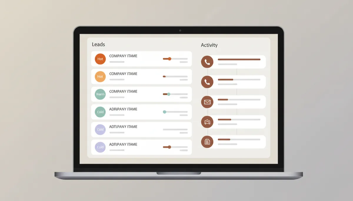 Professional CRM-style lead tracking dashboard with priority tags