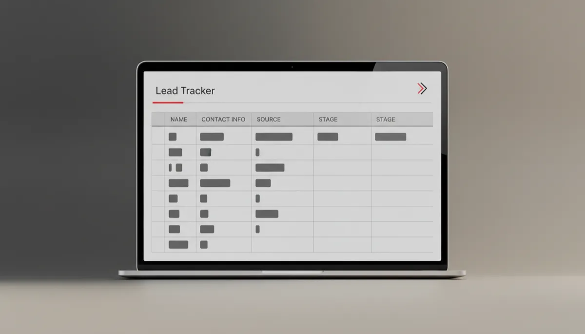 Lead tracker spreadsheet displaying stages for each customer inquiry