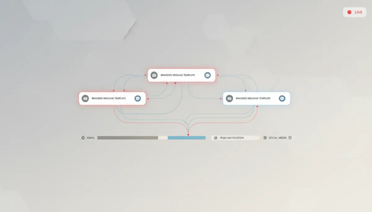Dashboard showing automated customer communication workflows and branded templates