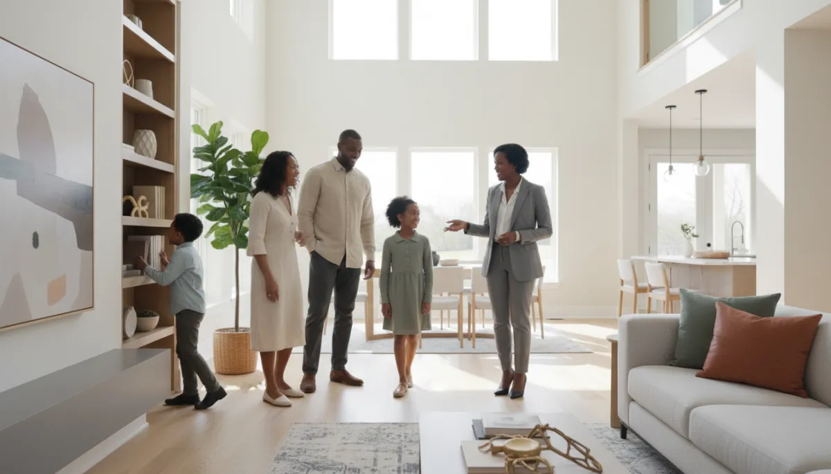 Home buyers touring a Memphis house with a real estate agent Home buyers touring a Memphis house with a real estate agent