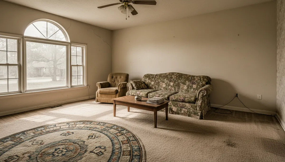 Outdated Memphis living room showing a home that could be sold as-is