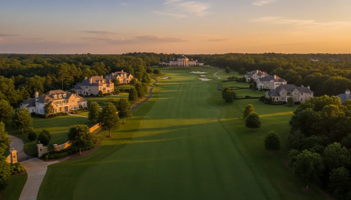 Championship golf course fairway at Greystone Hoover AL with estate homes and clubhouse