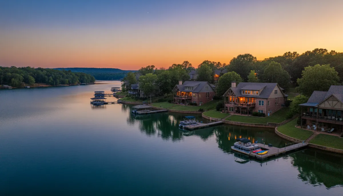 Upscale brick and craftsman waterfront homes with docks along Lake Cyrus in Hoover AL