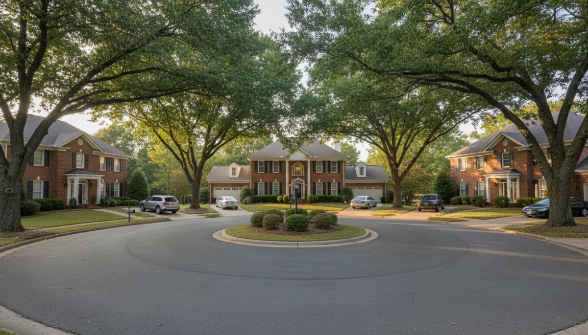 Photorealistic street scene in a Hoover AL neighborhood