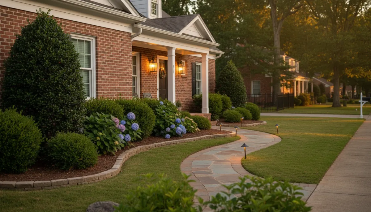 Photorealistic warm view of a smaller elegant Hoover Alabama patio home