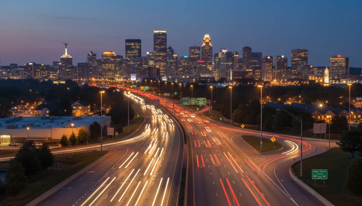 Commuters driving between downtown Birmingham and the Hoover Alabama suburbs in the evening