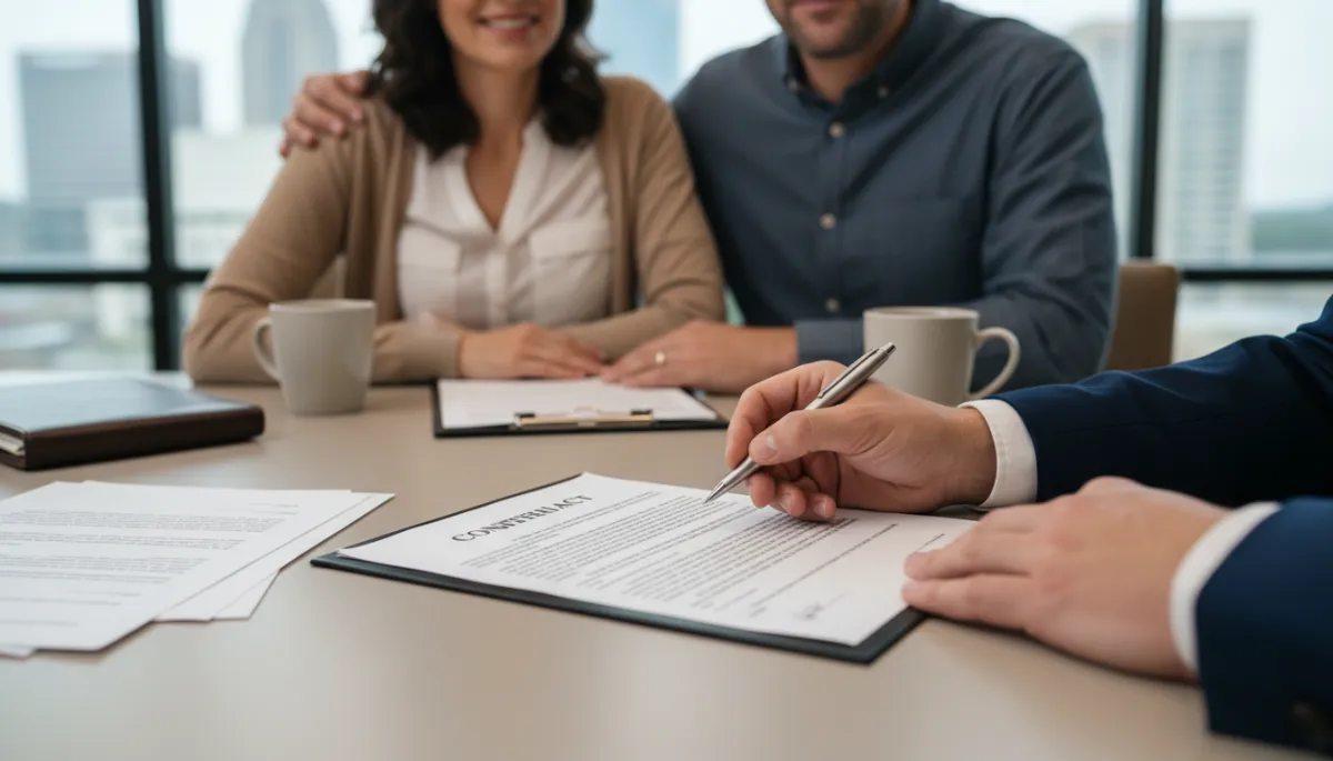 Photorealistic real estate agent in Hoover Alabama guiding sellers through contract negotiations