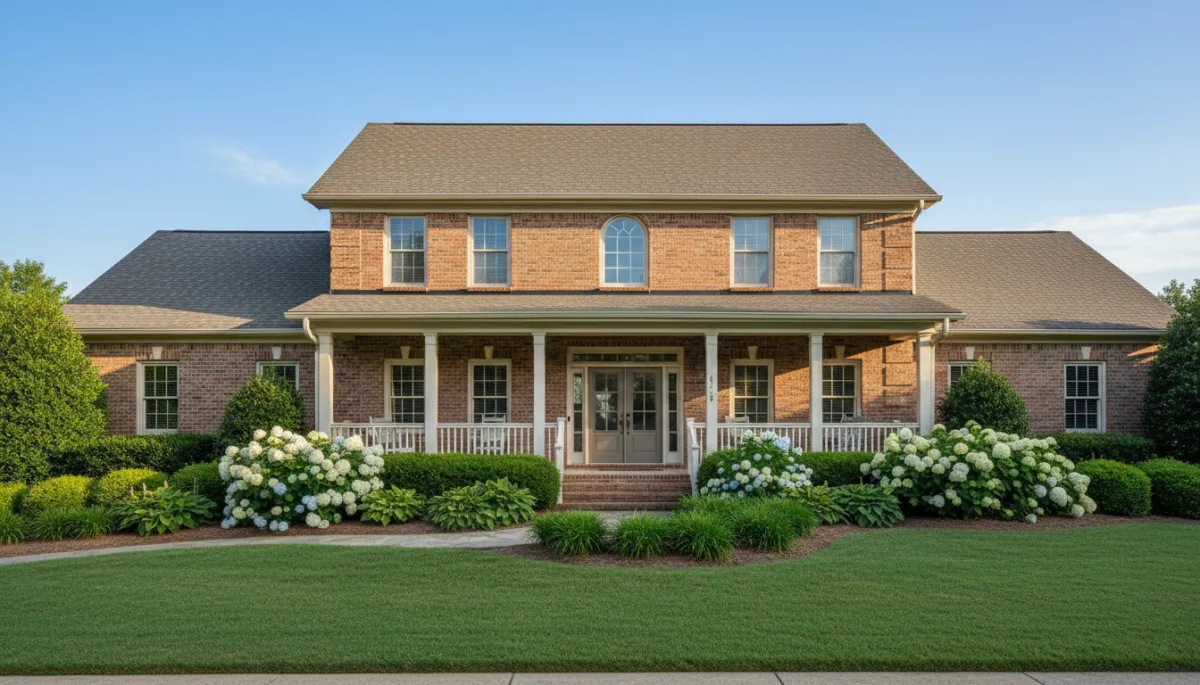 Front view of a Hoover Alabama home with spring landscaping