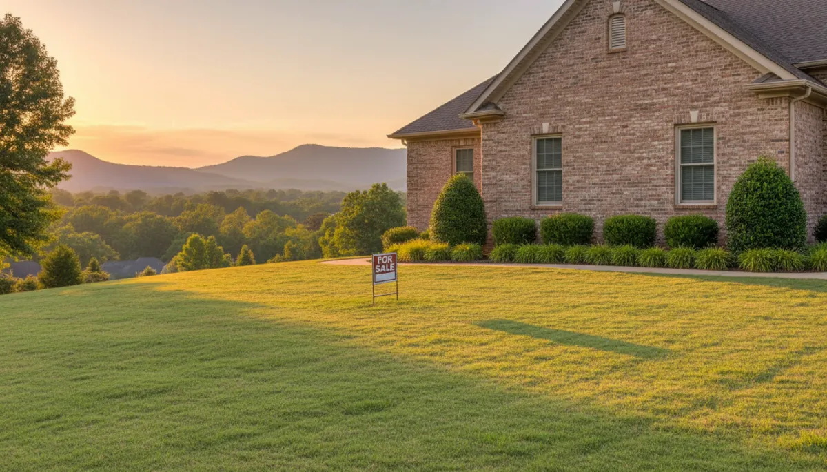 Hoover, Alabama brick home with a For Sale sign in the yard