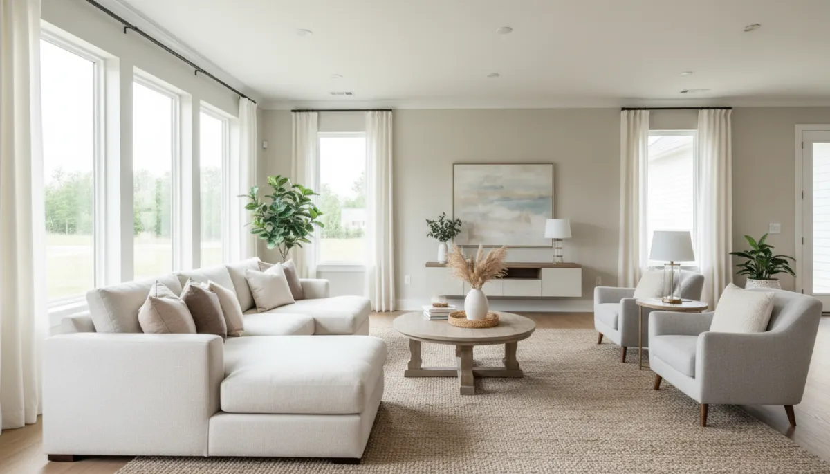 Staged living room in a Hoover home prepared for showings