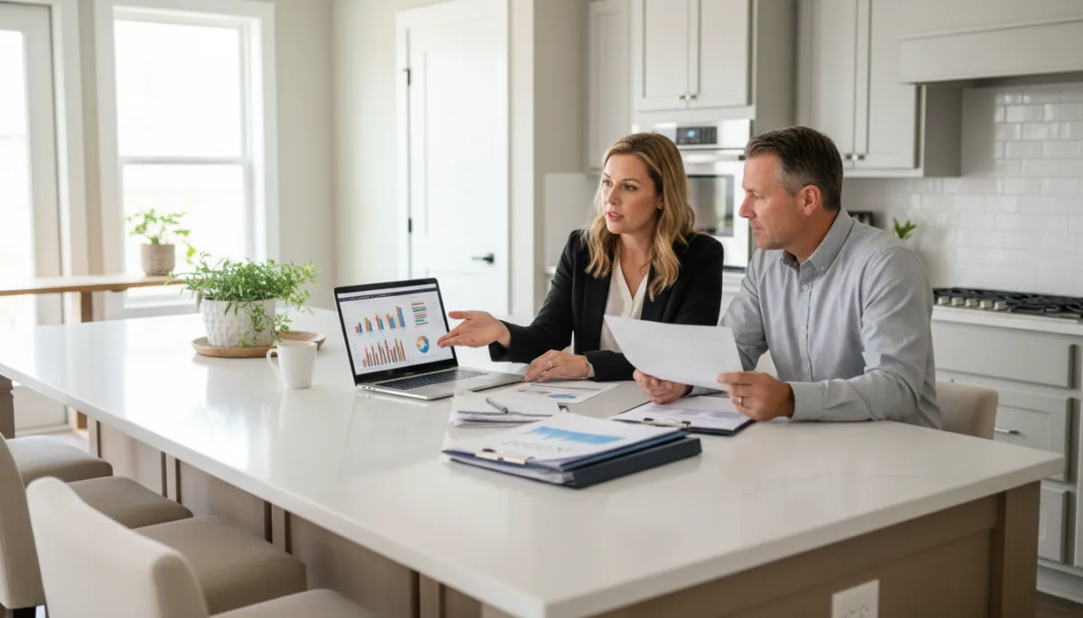 Agent and homeowner reviewing Hoover AL real estate market data
