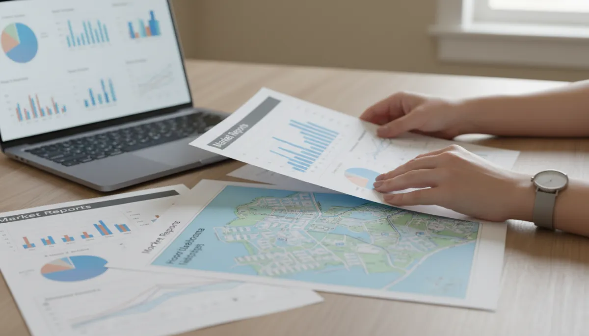 Real estate agent reviewing Hoover AL market data and neighborhood sales reports