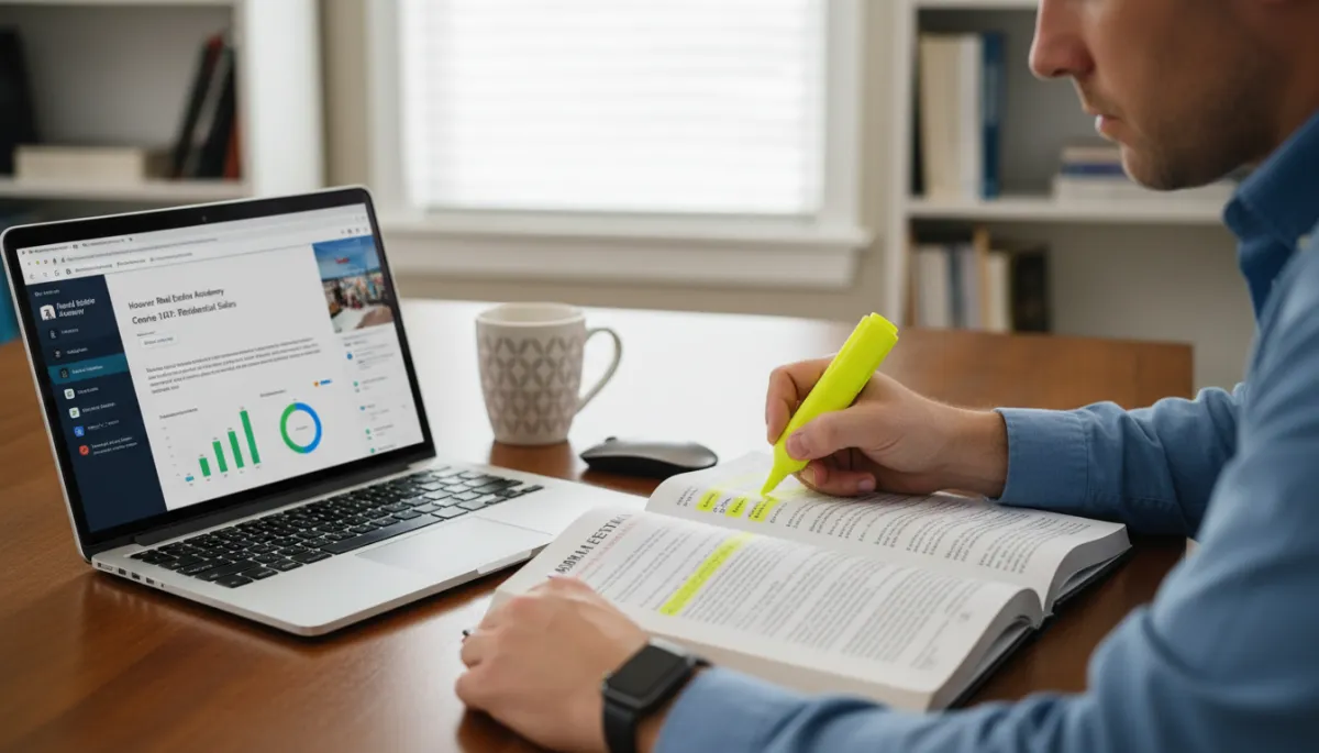 Student studying for Alabama real estate pre-licensing exam