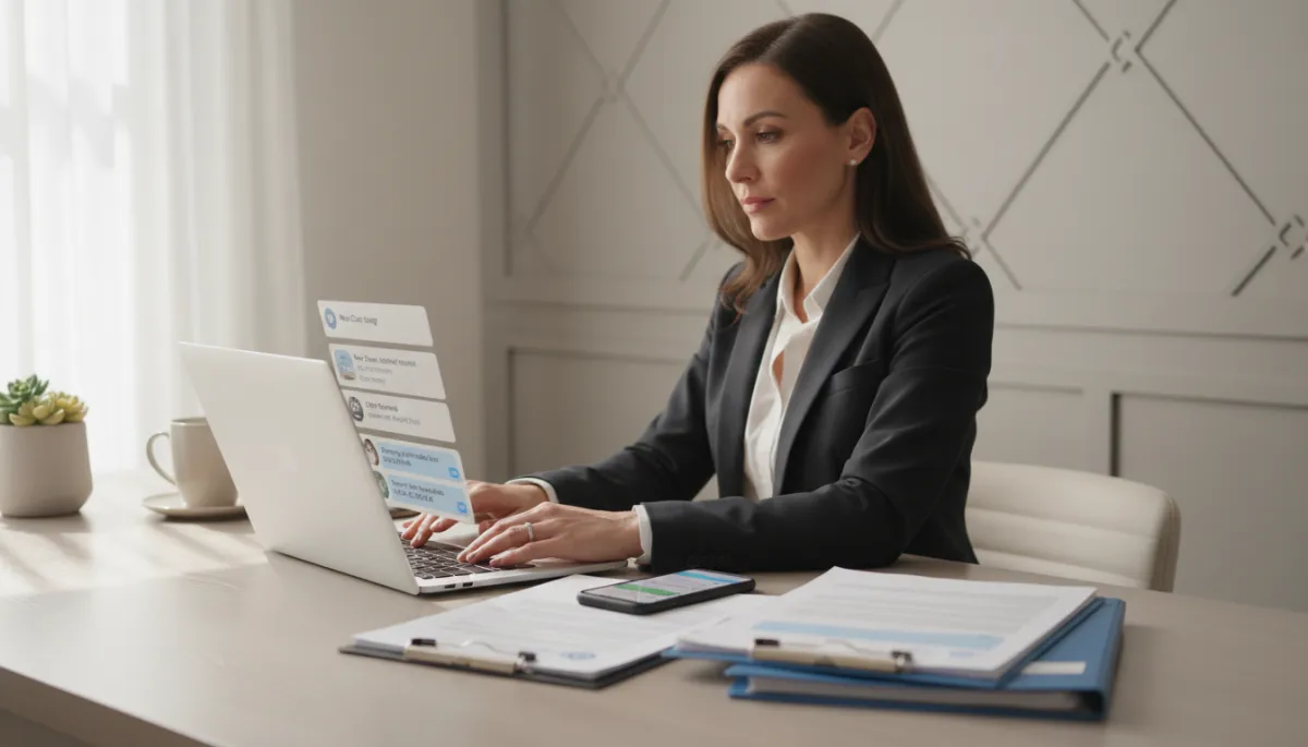 Real estate agent managing calls and emails for Hoover AL clients