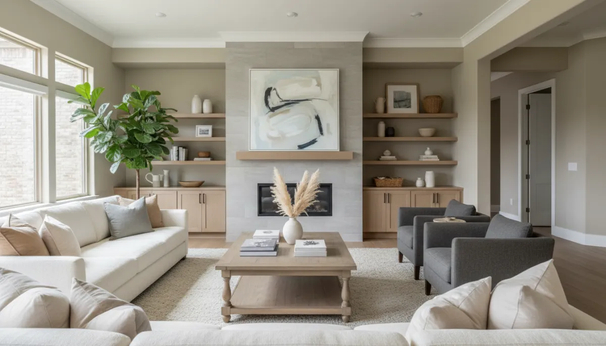 Professionally staged living room in a Hoover AL home