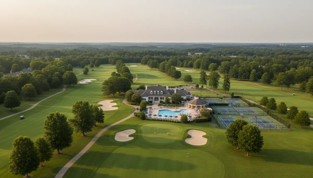 Riverchase Country Club golf course, pool, and clubhouse amenities in Hoover Alabama