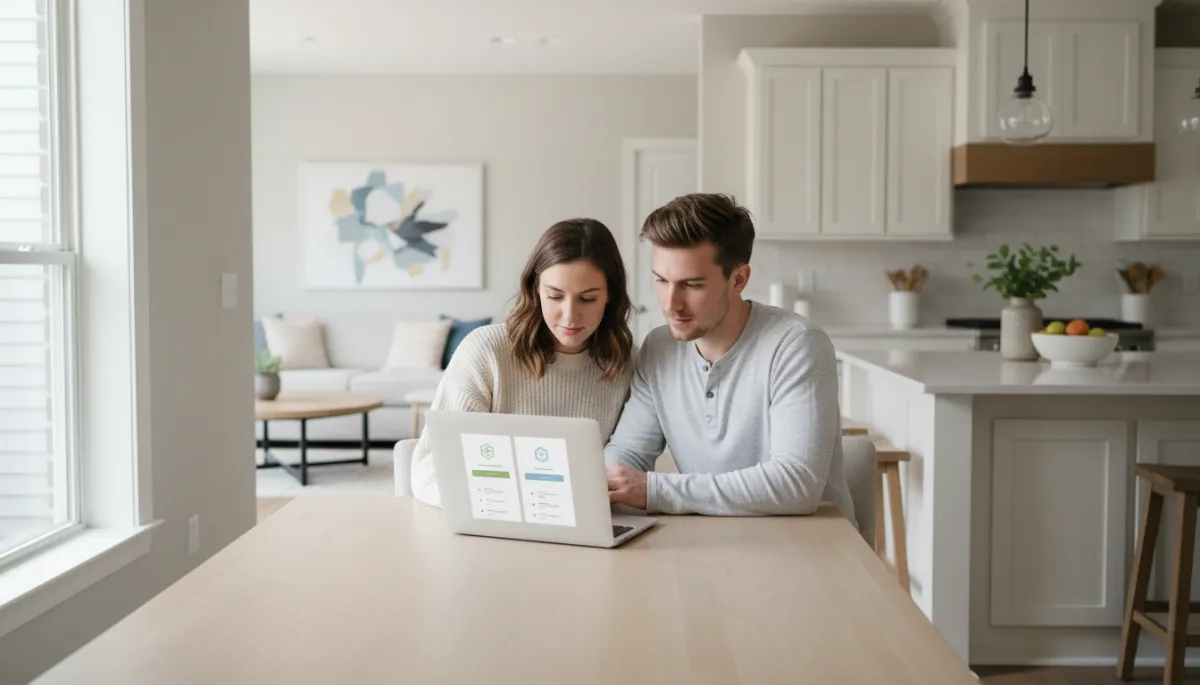 Homebuyers reviewing a neighborhood comparison dashboard highlighting two Hoover communities