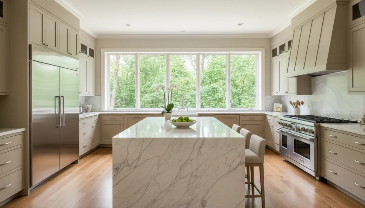 Photorealistic neutral luxury kitchen in a Hoover Alabama home