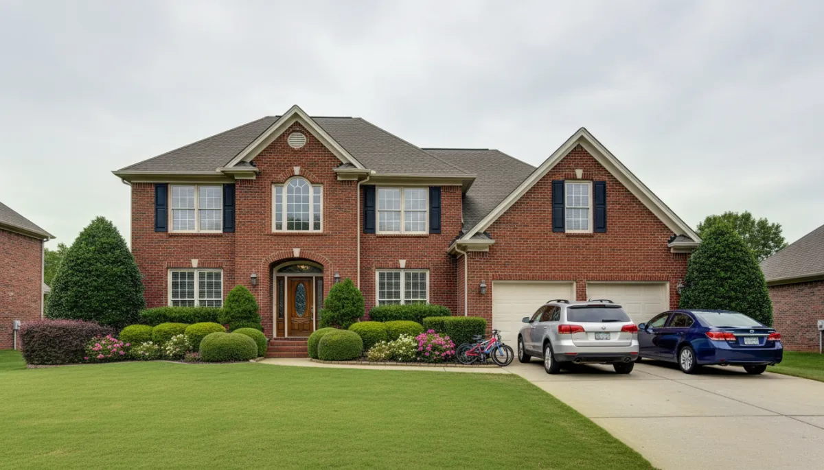 Brick single-family home in a Hoover Alabama neighborhood