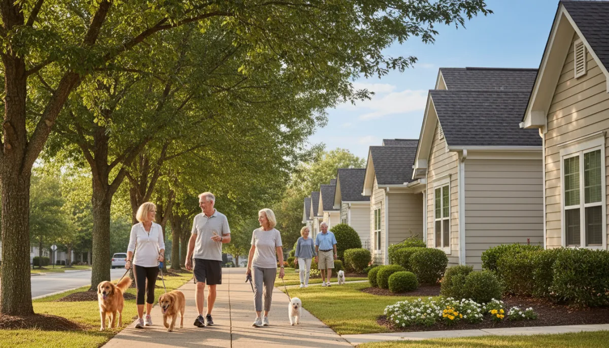 Active adults enjoying a low-maintenance 55+ community near Hoover Alabama