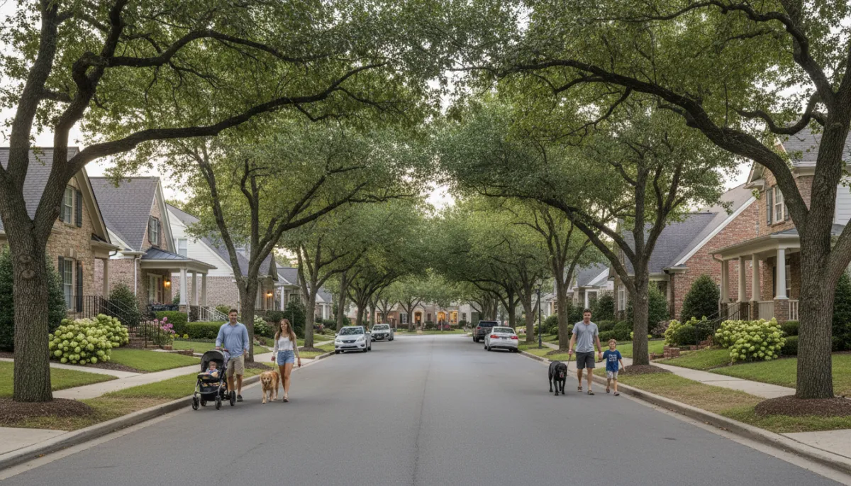 Walkable tree-lined residential street in Hoover Alabama