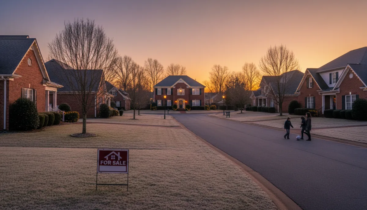 Hoover Alabama neighborhood with a home for sale during the holiday season