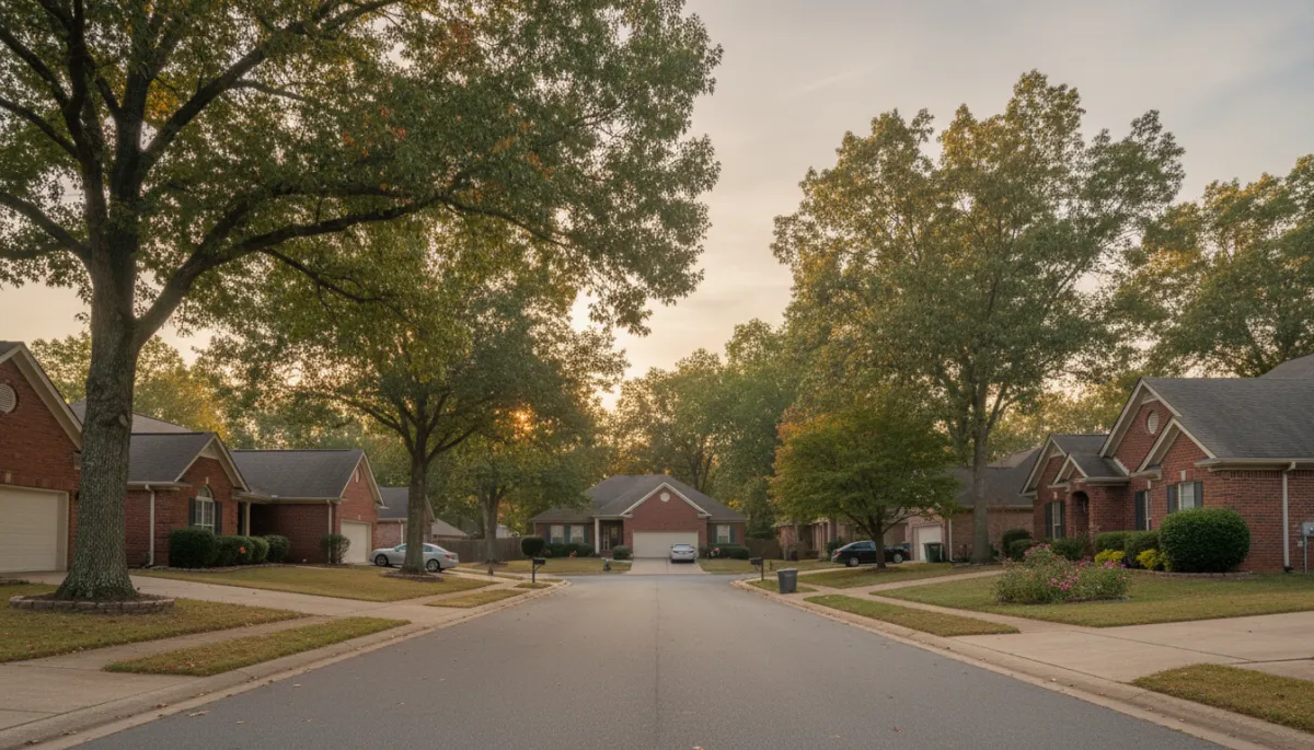 Suburban Jefferson County Alabama cul-de-sac with brick homes