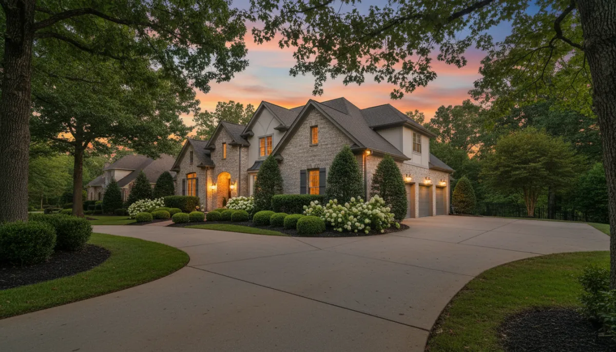 Luxury brick home with manicured landscaping in Inverness Hoover AL