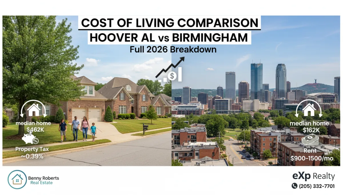 Cost of Living in Hoover AL vs Birmingham 2026 – Complete Breakdown