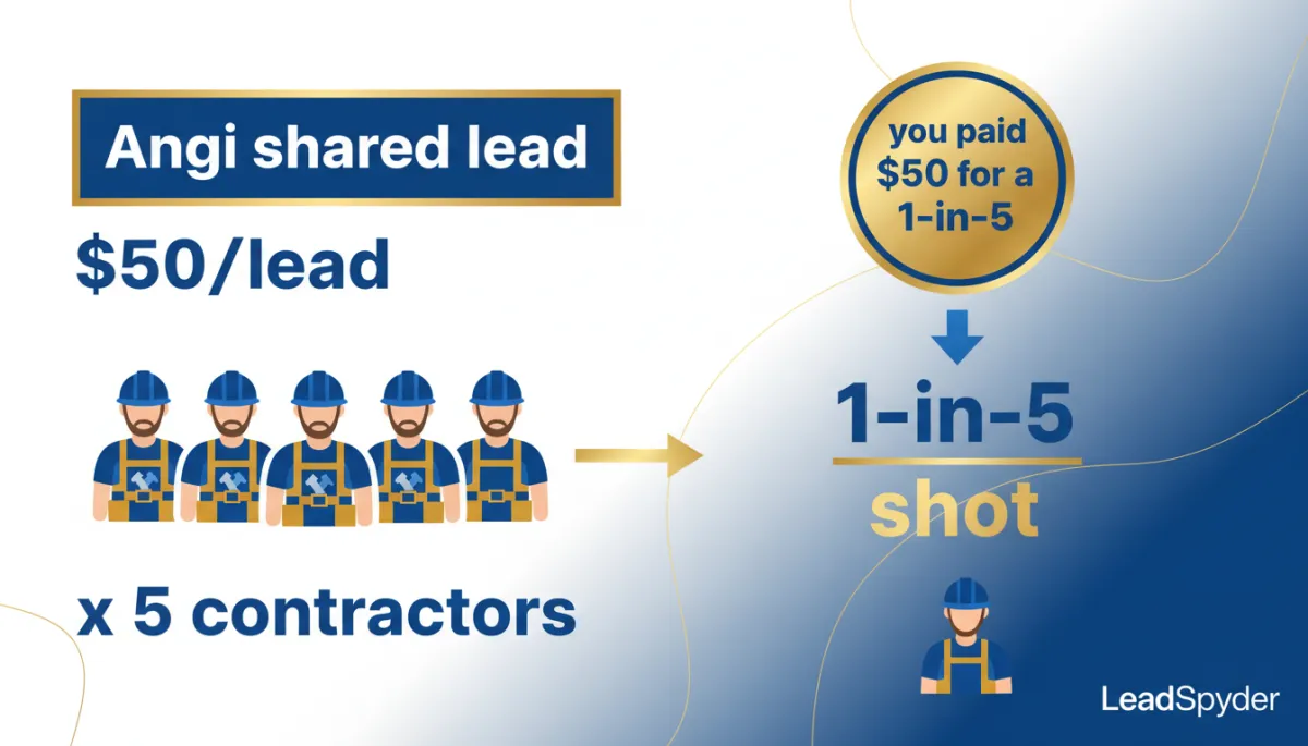Simple Angi shared lead cost math comparison graphic