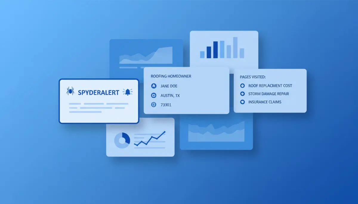 LeadSpyder dashboard showing identified roofing homeowner details