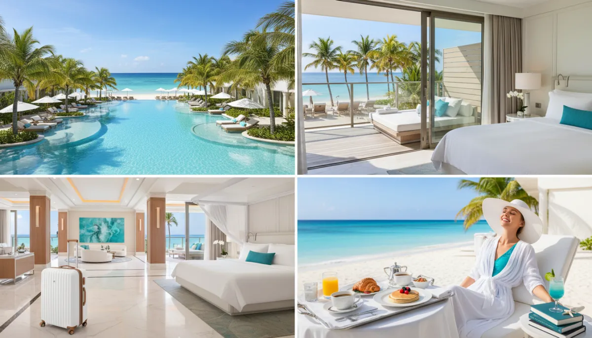 Luxury Caribbean resort pool next to a modern dental clinic in Bávaro