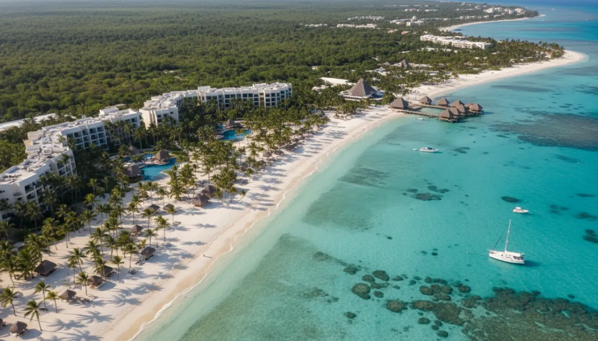 Punta Cana coastline with turquoise water and white sand beach