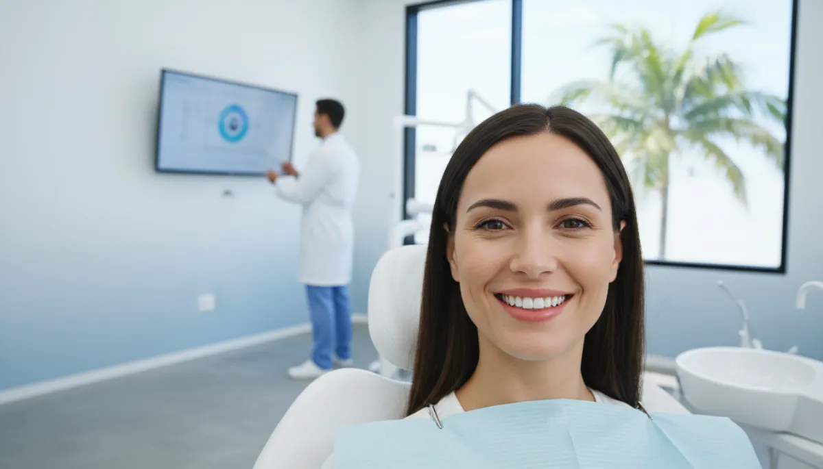 Smiling patient in a modern dental clinic in Punta Cana