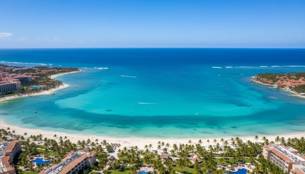 Aerial view of Punta Cana turquoise coastline and resort area