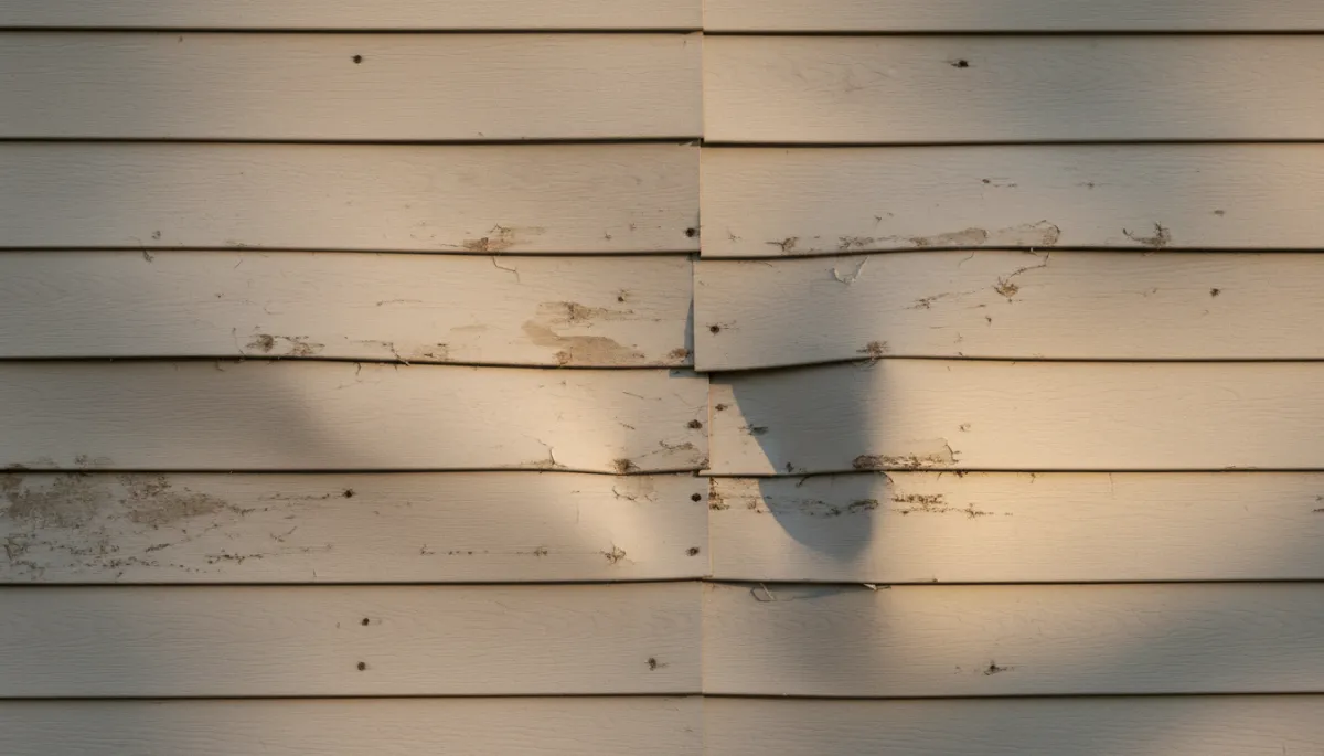 Warped and buckling siding on a York County home exterior