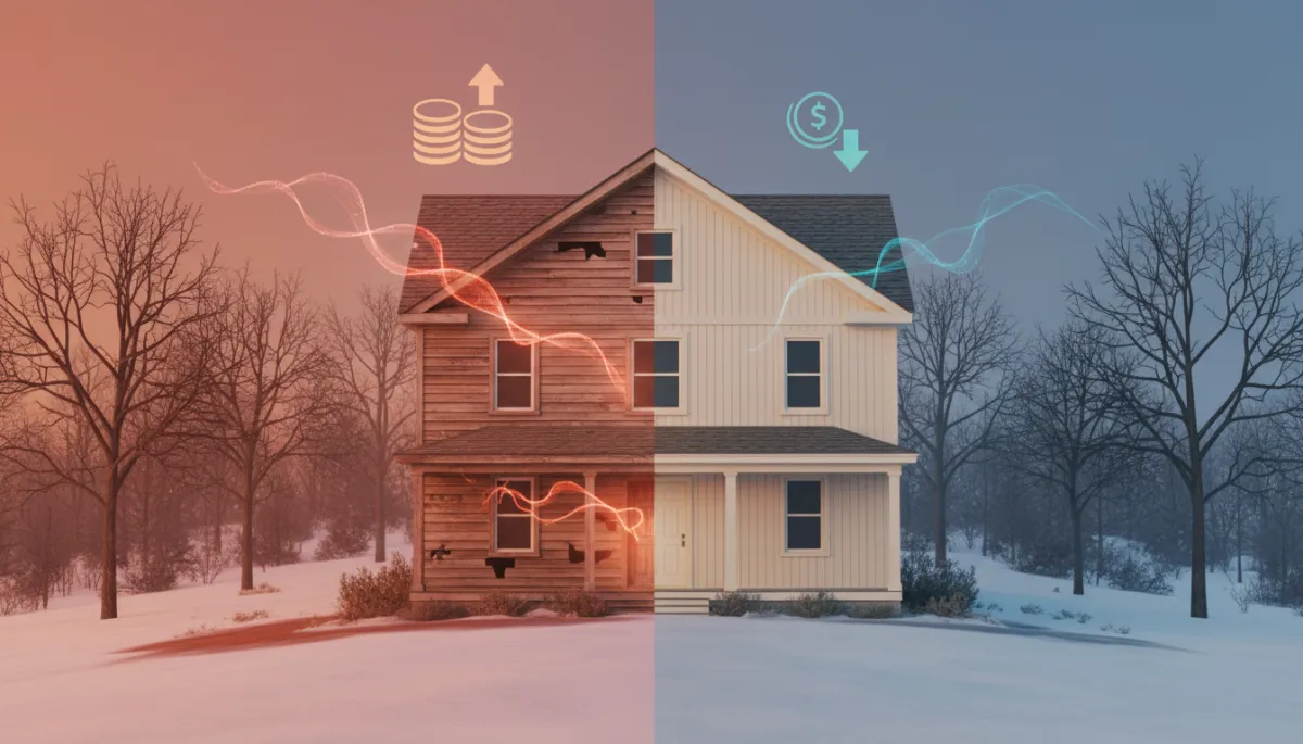 3d render comparing heat loss on a home with standard siding versus insulated siding