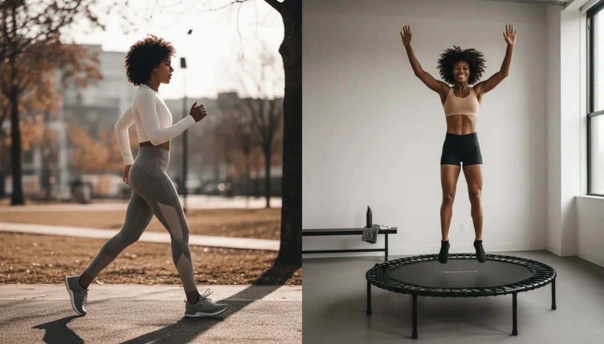 Comparison of a person walking outside and rebounding indoors