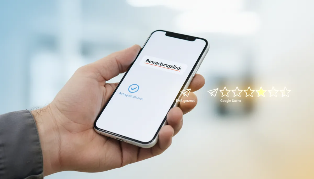 Visualisierung eines automatisierten SMS-Bewertungsprozesses für Handwerker