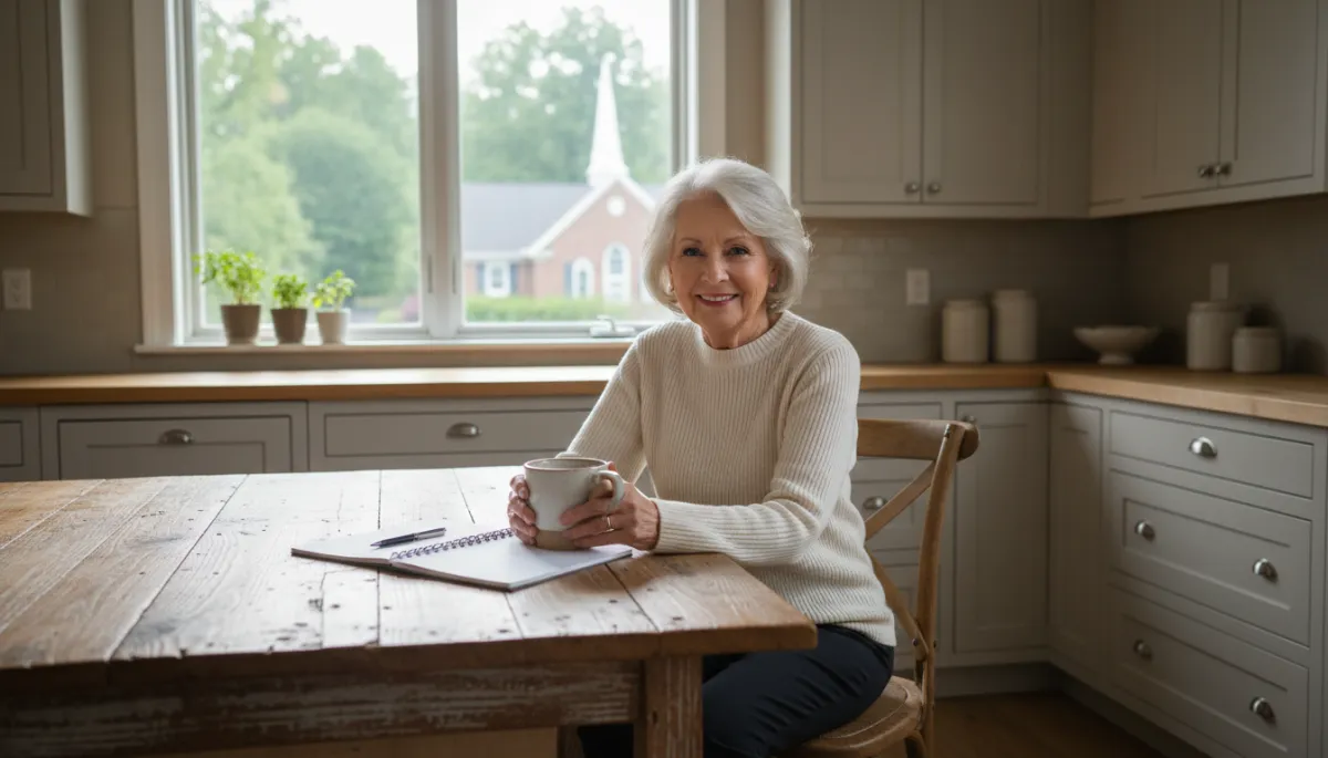 Knoxville homeowner journaling about real estate decisions at kitchen table Knoxville homeowner journaling about real estate decisions at kitchen table