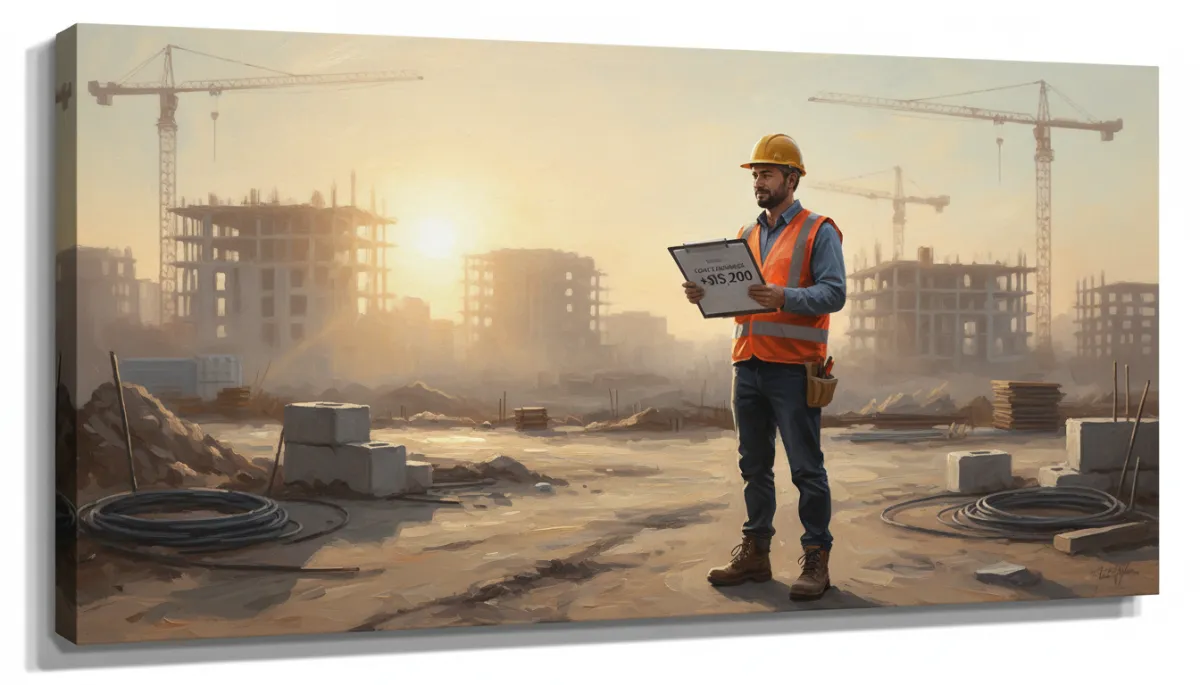 Canvas oil painting of a contractor confident about future cash flow Canvas oil painting of a contractor confident about future cash flow
