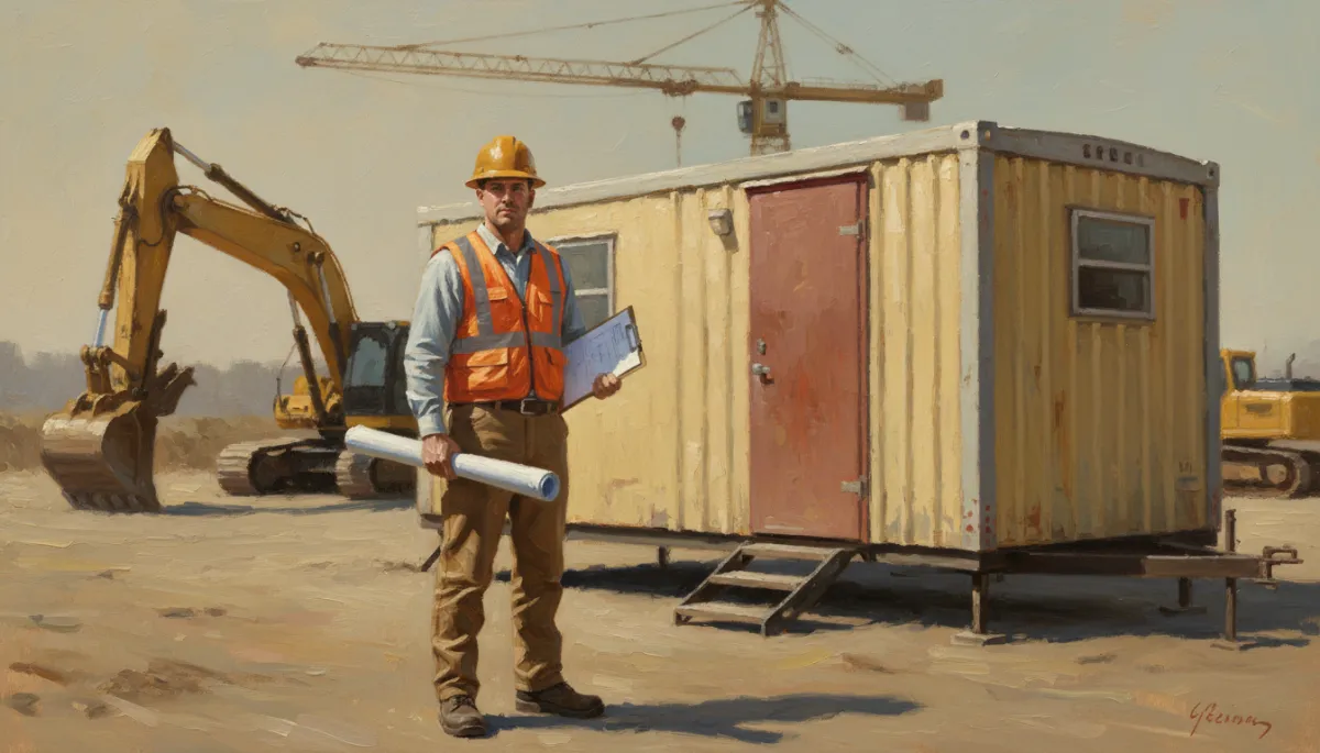 Canvas oil painting of a contractor balancing project plans with a cash forecast Canvas oil painting of a contractor balancing project plans with a cash forecast