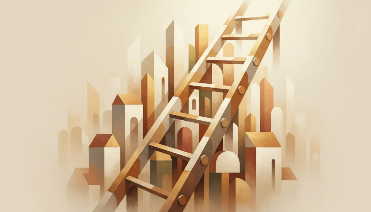 Abstract artistic depiction of opportunity and upward mobility in construction careers