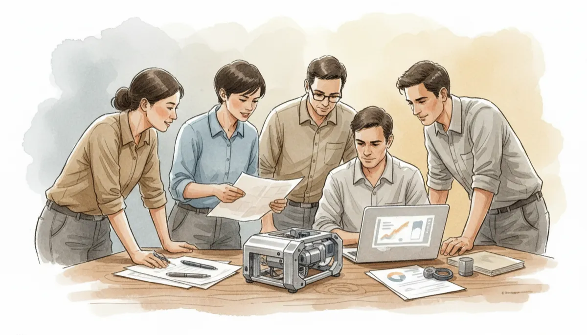 Manufacturing team reviewing a new prototype that may qualify for R&D tax credits
